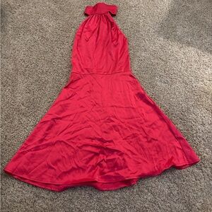 Elegant Pink Halter Dress